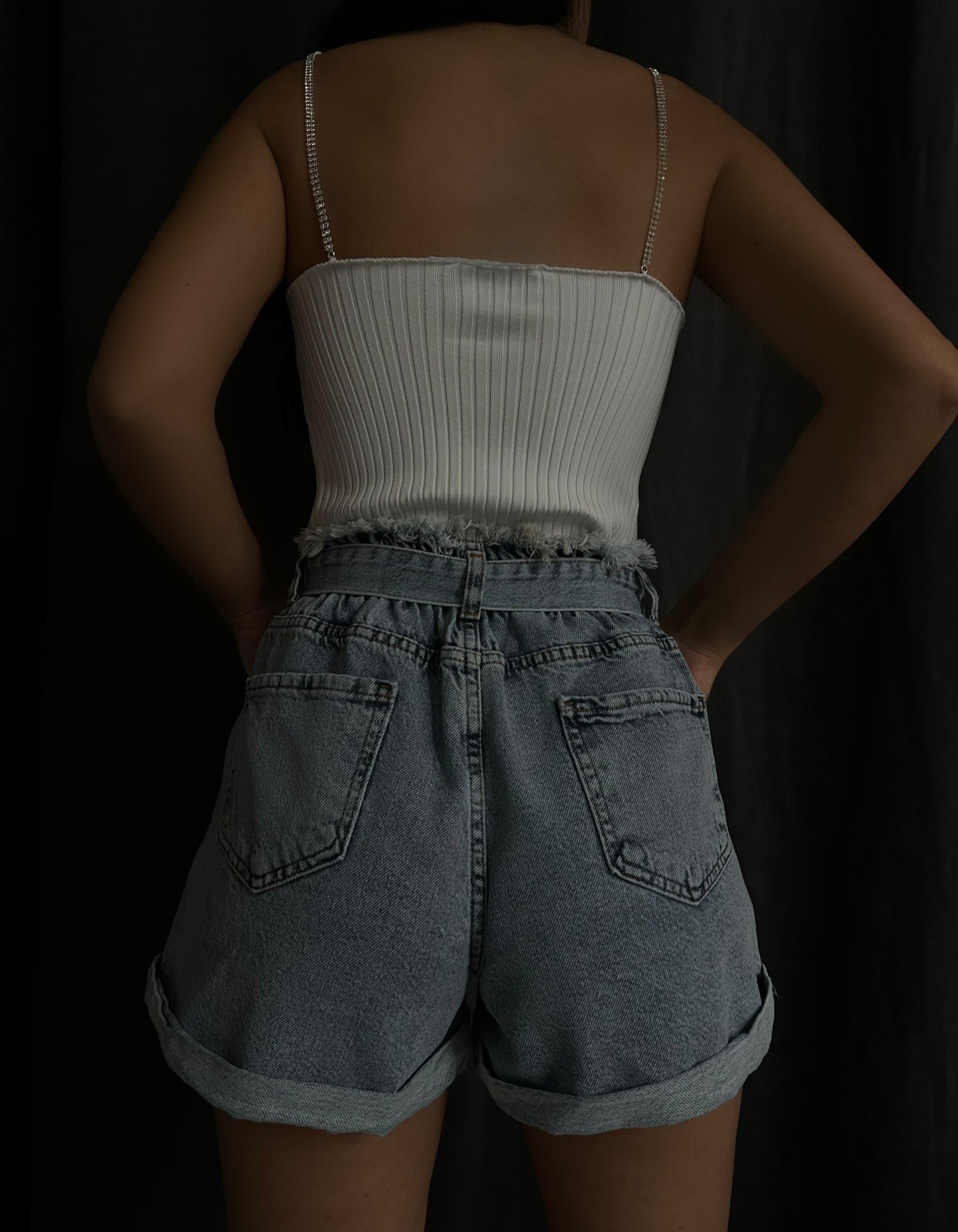 Tara paperbag denim shorts