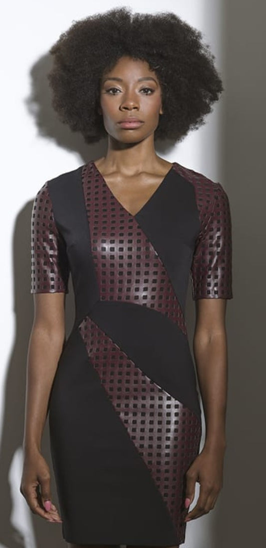 Naomi - Black, brown stripe dress