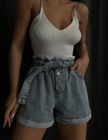 Tara paperbag denim shorts