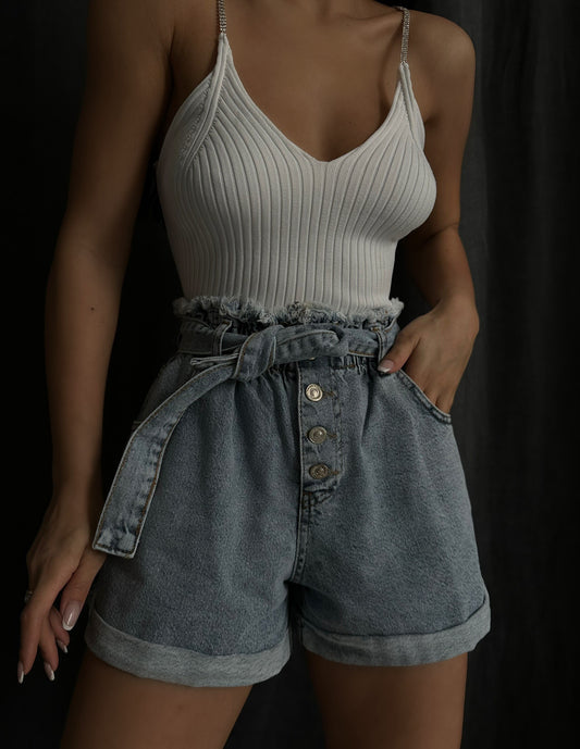 Tara paperbag denim shorts